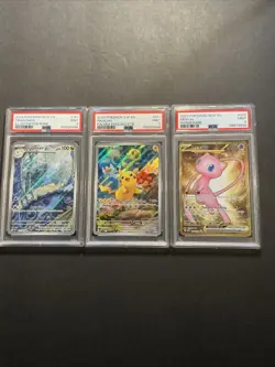 Lot Of 3 151 Paldea Evolved Promo Gold Mew Dragonair Graded Pokemon Cards - Image 1
