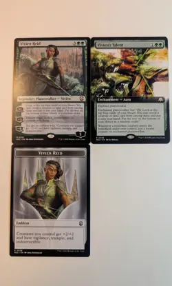 MTG Vivien Reid plus Emblem and Talent. 2 Cards plus 1 Token. Green.Planeswalker - Image 1