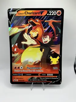 Pokemon TCG Lance's Charizard V SWSH133 Celebrations Black Star Promo Jumbo Card - Image 1