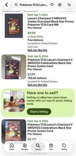 Pokemon TCG Lance's Charizard V SWSH133 Celebrations Black Star Promo Jumbo Card - Image 3