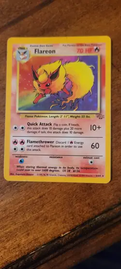 Pokemon TCG Flareon Jungle 3/64 Holo Unlimited Holo Rare - Image 1