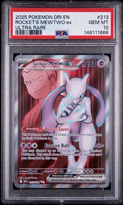 Pokemon TCG Team Rockets Mewtwo EX 213/182 Full Art Destined Rivals PSA 10 - Image 1