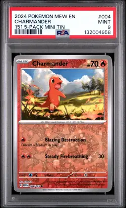2024 POKEMON MEW EN-151 151 5-PACK MINI TIN #004 CHARMANDER PSA 9 - Image 1