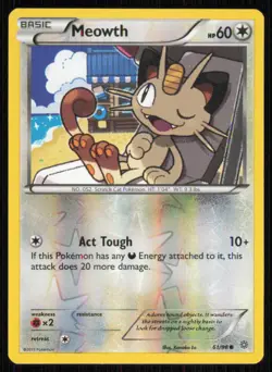 Meowth 61/98 Common Ancient Origins Pokemon Reverse Holo Lightly Played - Image 1
