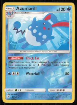 Azumarill 35/147 Rare Burning Shadows Pokemon Reverse Holo Lightly Played - Image 1