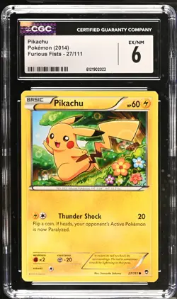 Pikachu 27/111 Furious Fists Pokemon CGC 6 Ex/nm - Image 1