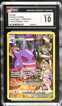 Gengar TG06/TG30 Trainer Gallery Holo Lost Origin Pokemon CGC 10 Gem Mint - Image 1
