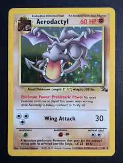 Pokemon TCG Aerodactyl Fossil 1/62 Holo Rare 60 HP Stage 1 1999 Wizards Fighting - Image 1
