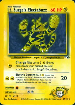 LT. SURGE'S ELECTABUZZ 27/132 RARE GYM HEROES POKEMON UNLIMITED MP - Image 1