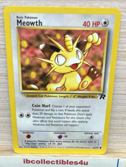 Meowth 62/82 Team Rocket Pokemon Card 2000 Vintage Wotc TCG NM Free Shipping - Image 1