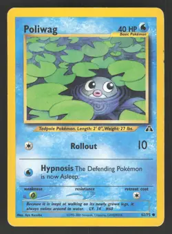 Poliwag 62/75 Pokemon TCG Neo Discovery MP - Image 1