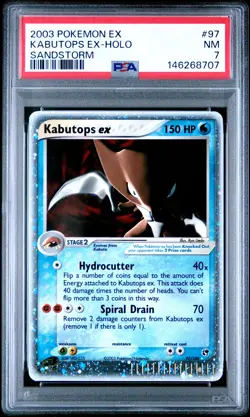 2003 POKEMON EX SANDSTORM #97 KABUTOPS EX-HOLO PSA 7 - Image 1