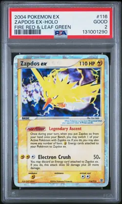 2004 POKEMON EX FIRE RED & LEAF GREEN #116 ZAPDOS EX-HOLO PSA 2 - Image 1