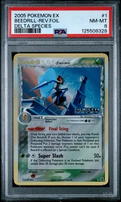 2005 POKEMON EX DELTA SPECIES #1 BEEDRILL-REVERSE FOIL PSA 8 - Image 1