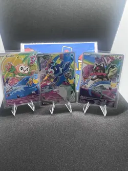 Pokemon First Partner Illustration Collection Gen 7 Litten Rowlet Popplio Set NM - Image 1