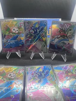 Pokemon First Partner Illustration Collection Gen 7 Litten Rowlet Popplio Set NM - Image 2