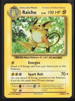 Raichu 36/108 Holo Rare Evolutions Pokemon Moderately Played - Image 1