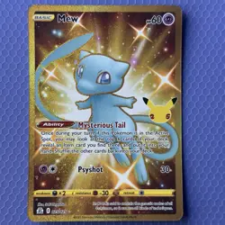 Mew Celebrations 25/25 Pokemon Card 25th Anniversary Gold LP - Image 1