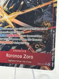 Bandai Roronoa Zoro One Piece CCG EB04-007 Egghead SR Foil Rush alt art Card - Image 4