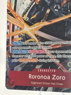 Bandai Roronoa Zoro One Piece CCG EB04-007 Egghead SR Foil Rush alt art Card - Image 5