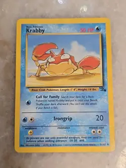 RARE 1999 WOTC Pokemon Fossil Krabby Card 51/62 TCG - Image 1
