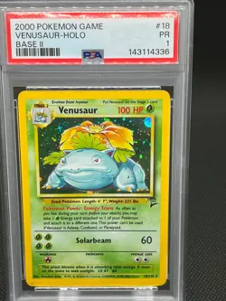 2000 Pokemon TCG Venusaur Holo Rare Base Set II 2 PSA 1 #18/130 - Image 1