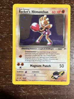 2000 Pokemon Gym Heroes Rocket’s Hitmonchan Holo 11/132 Free Shipping - Image 1