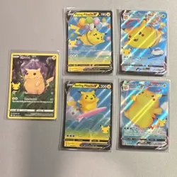 Pokemon Pikachu Celebrations V, VMAX, Basic Holo Card Lot English (5 Cards) - Image 1