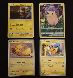 Lot of 4 Pikachu Pokemon Cards- Detective Poke Day-Celebrations-Pokemon TCG L#33 - Image 1