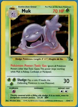 1999 POKEMON TCG "MUK" FOSSIL 13/62 HOLO BASE SET RARE VINTAGE SLIGHTLY PLAYED - Image 1