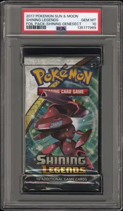 Psa 10 Gem Mint 2017 Pokemon Shining Legends Shining Genesect Foil Booster Pack - Image 1