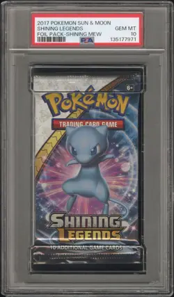 PSA 10 GEM MINT 2017 Pokemon Shining Legends Shining Mew Foil Booster Pack - Image 1
