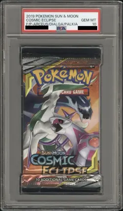 PSA 10 Pokemon Sun & Moon Cosmic Eclipse Booster Pack Arceus/Dialga/Palkia - Image 1