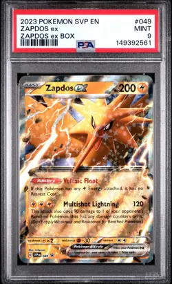 2023 POKEMON SVP EN-SV BLACK STAR PROMO ZAPDOS EX BOX #049 ZAPDOS EX PSA 9 - Image 1