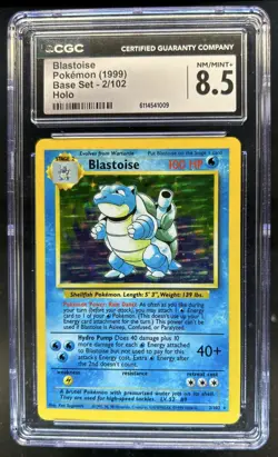1999 Pokemon Unlimited Blastoise Holo Rare #2/102 CGC 8.5 - Image 1