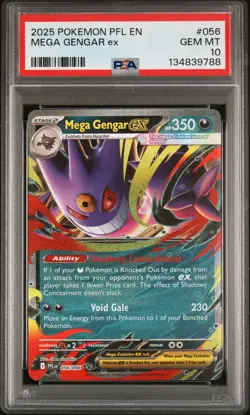 2025 POKEMON PFL EN-PHANTASMAL FLAMES #056 MEGA GENGAR EX PSA 10 - Image 1
