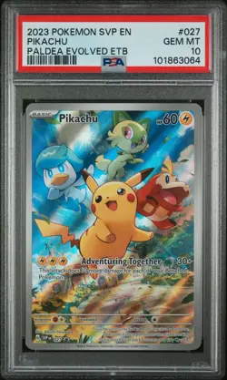 2023 POKEMON SVP EN-SV BLACK STAR PROMO #027 PIKACHU PSA 10 - Image 1