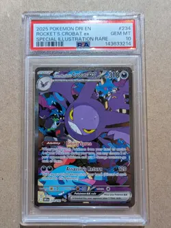 2025 POKEMON DRI EN-DESTINED RIVALS #234 TEAM ROCKET'S CROBAT EX PSA 10 - Image 1