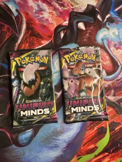 2x Pokemon Unified Minds Opened Pack Art Set - Image 1