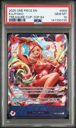 2025 ONE PIECE PROMOS TREASURE CUP-TOP 64 #004 KUJYAKU PSA 10 - Image 1