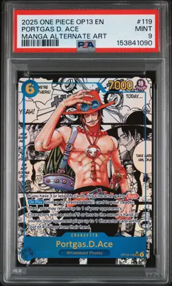 2025 ONE PIECE OP13-CARRYING ON HIS WILL MANGA ALT ART #119 PORTGAS D. ACE PSA 9 - Image 1