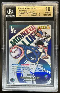 2025 One Piece Promos Monkey D. Luffy L LA Dodgers Giveaway #EB02010 BGS 10 - Image 1