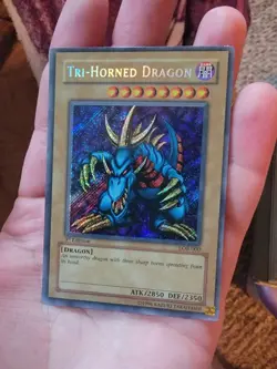Yu-Gi-Oh! TCG Tri-Horned Dragon LOB-000 Secret Rare Card 1st Edition LP - Image 1