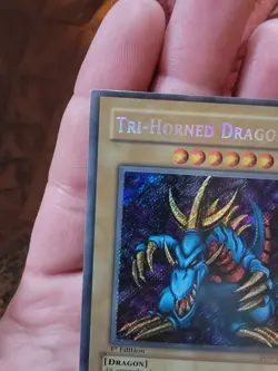 Yu-Gi-Oh! TCG Tri-Horned Dragon LOB-000 Secret Rare Card 1st Edition LP - Image 2