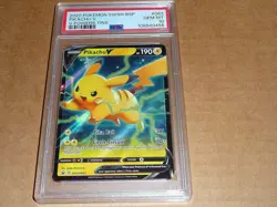 2020 Pokemon SWORD SHIELD BSP PIKACHU V POWERS TINS #063 PSA 10 GEM MINT - Image 1