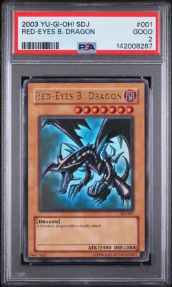 2003 YU-GI-OH! STARTER DECK: JOEY #001 RED-EYES B. DRAGON PSA 2 - Image 1