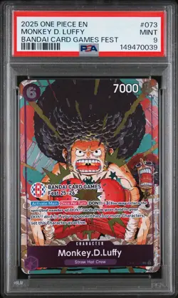 2025 One Piece En Monkey D Luffy Bandai Card Games Fest #073 PSA 9 Mint - Image 1