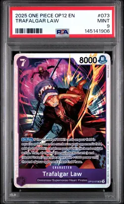 2025 ONE PIECE OP12-LEGACY OF THE MASTER #073 TRAFALGAR LAW PSA 9 - Image 1