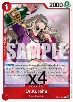 4X One Piece Card Game Dr.Kureha OP08-015 Rare NM - Image 1