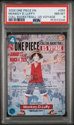2026 ONE PIECE PROMOS COLLEGE BASKETBALL: US VOYAGE MONKEY D. LUFFY PSA 8 - Image 1